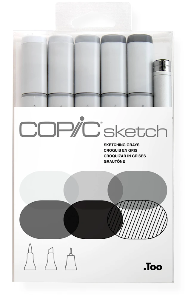 Copic Sketch Gråa kulörer + En St Multiliner