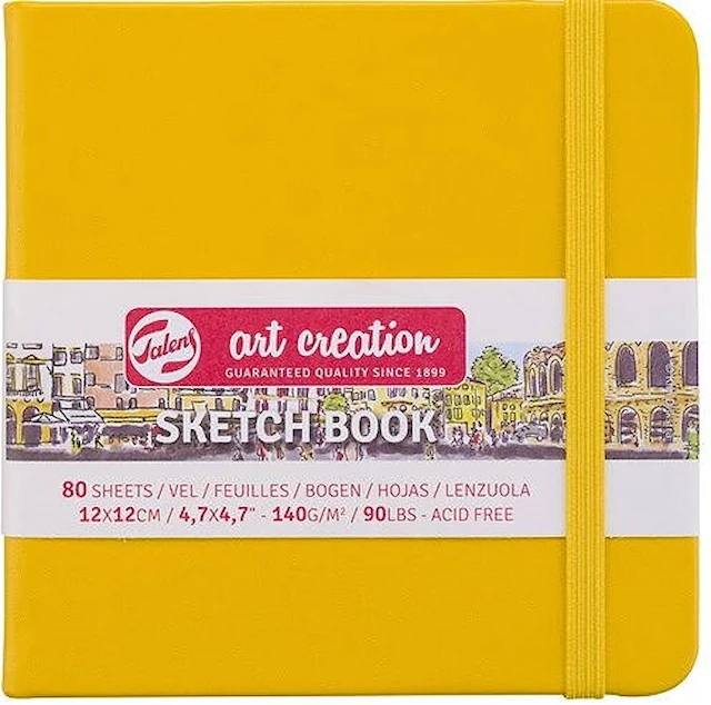 Skissbok Golden Yellow 12x12 cm 140g 80 creme vita sidor Talens Art Creation