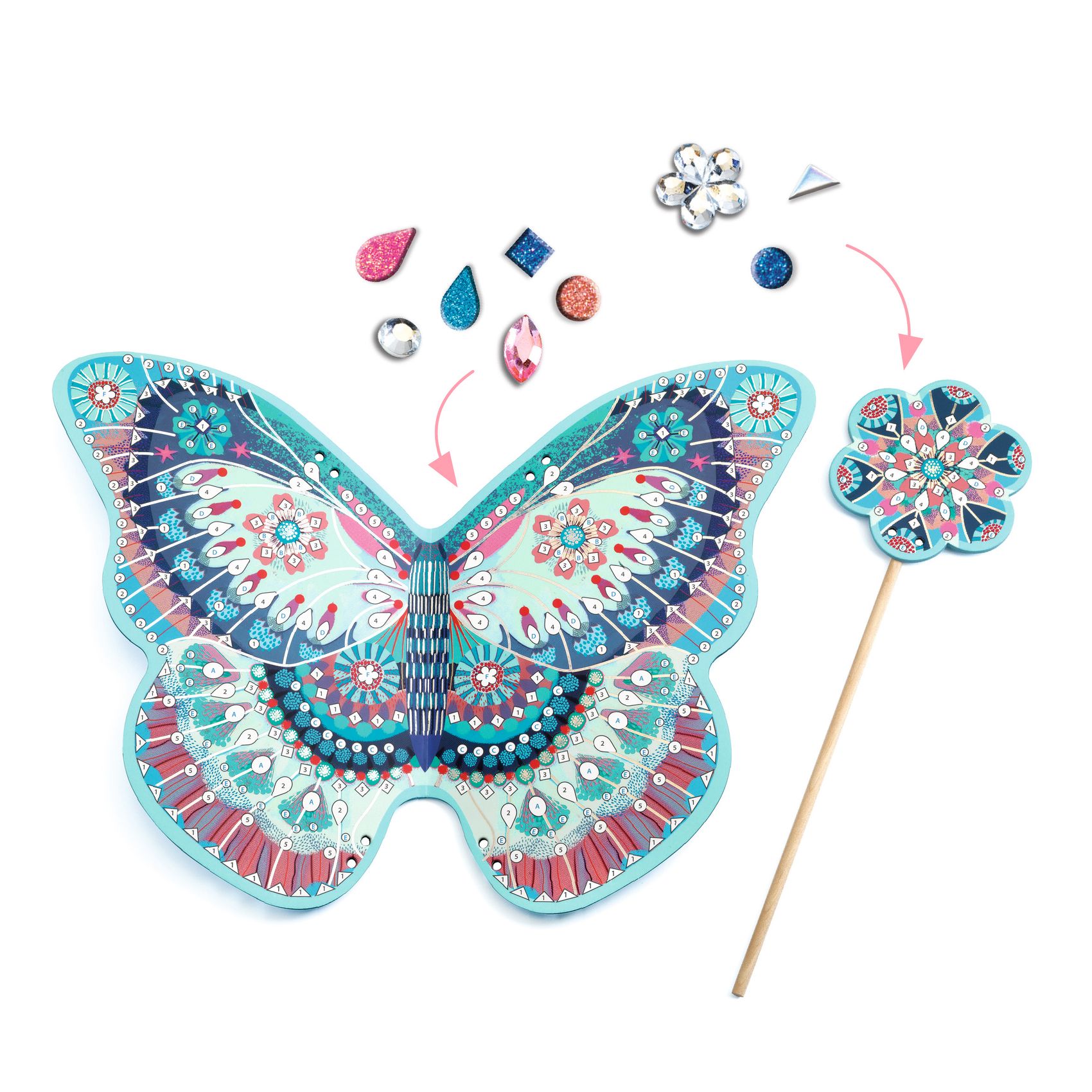 DIY-Kit Trollstav & Fe-vingar med Glittrande Mosaik Djeco
