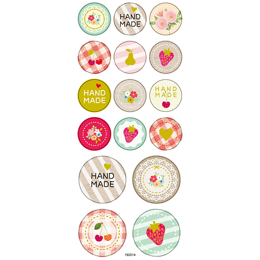 Stickers, handmade, ark 10x23 cm, ca. 16 st., 1 ark