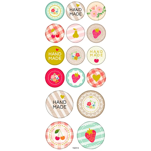Stickers, handmade, ark 10x23 cm, ca. 16 st., 1 ark