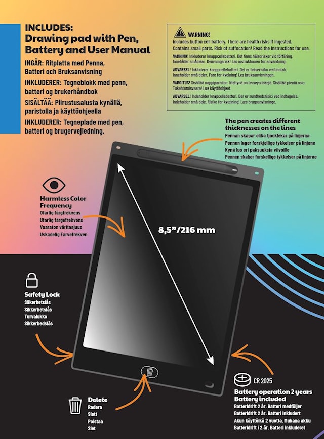 Produktbilde 3 for Kreativ LCD-tegnepad 8,5" Multi Color, Beocreo
