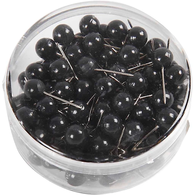 Kartnålar svart 17 mm 100-pack