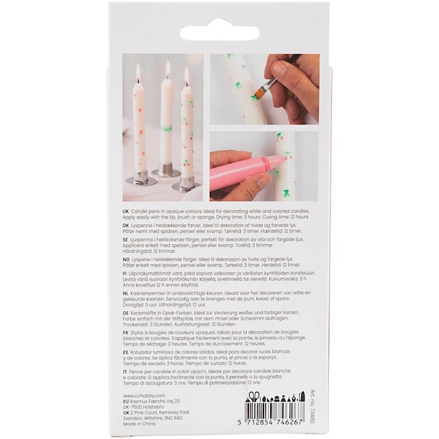 Tuotekuva 2 - Kynttiläkynät, vaaleansininen, vaaleanpinkki, violetti, keltainen, 4x30 ml/ 1 pkt
