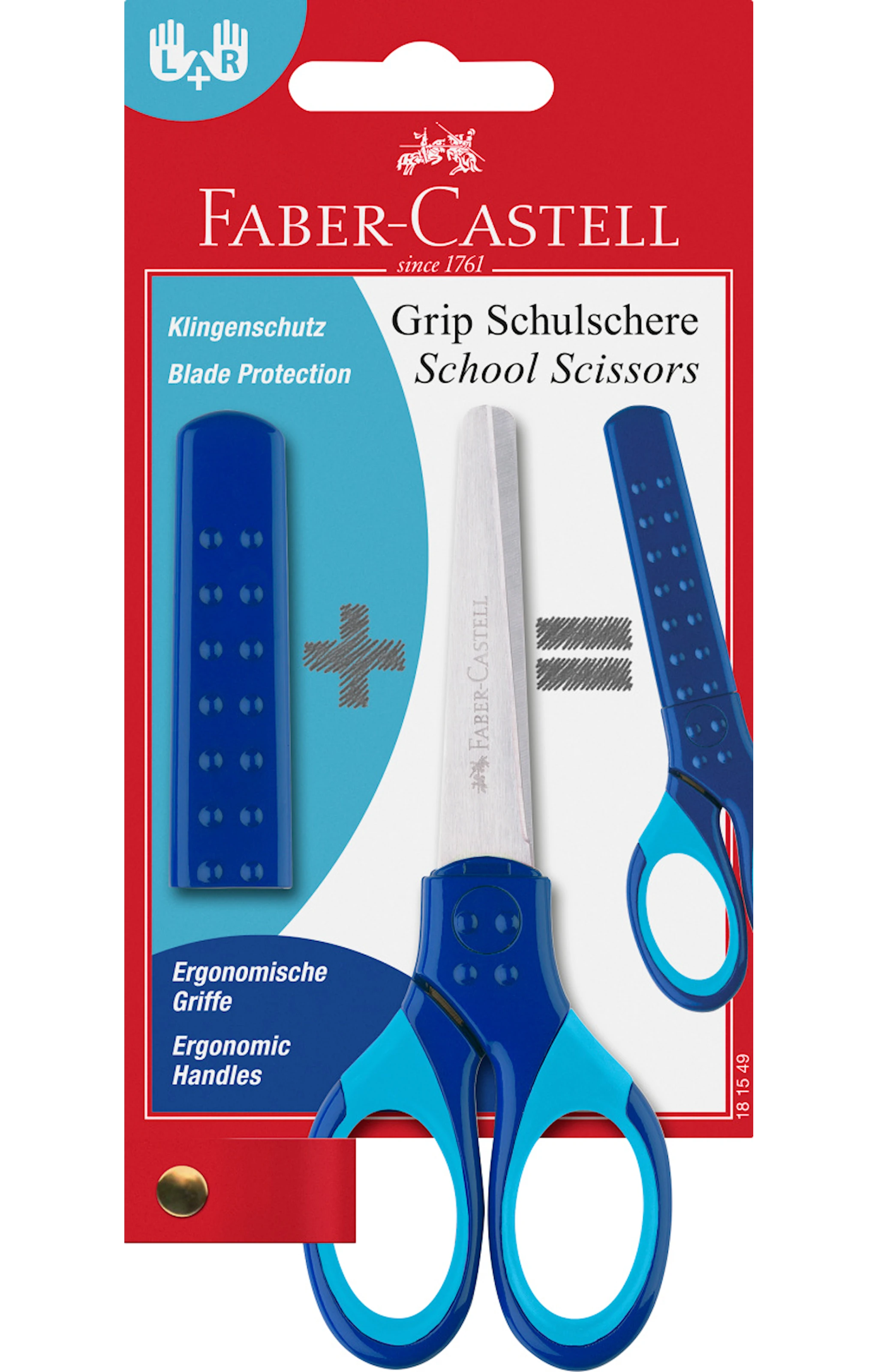 Tuotekuva ille Grip School, Sakset, Sininen, oikea- ja vasenkätiset lapset, Faber-Castell