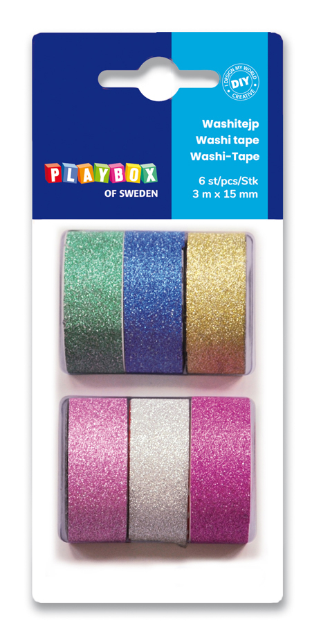 Washitape Glitter 6-p, Playbox