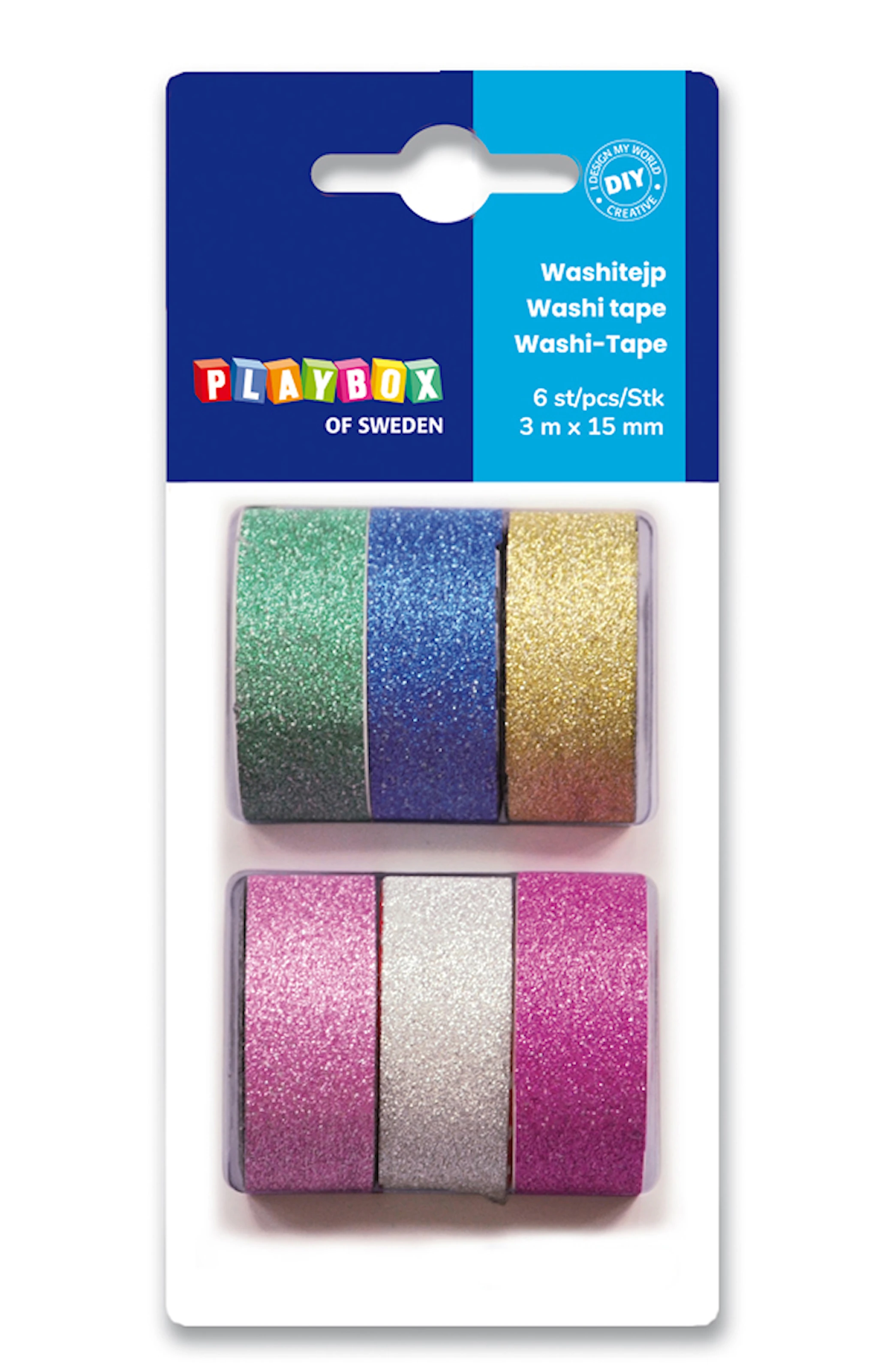 Produktbild för Washitape Glitter 6-p, Playbox