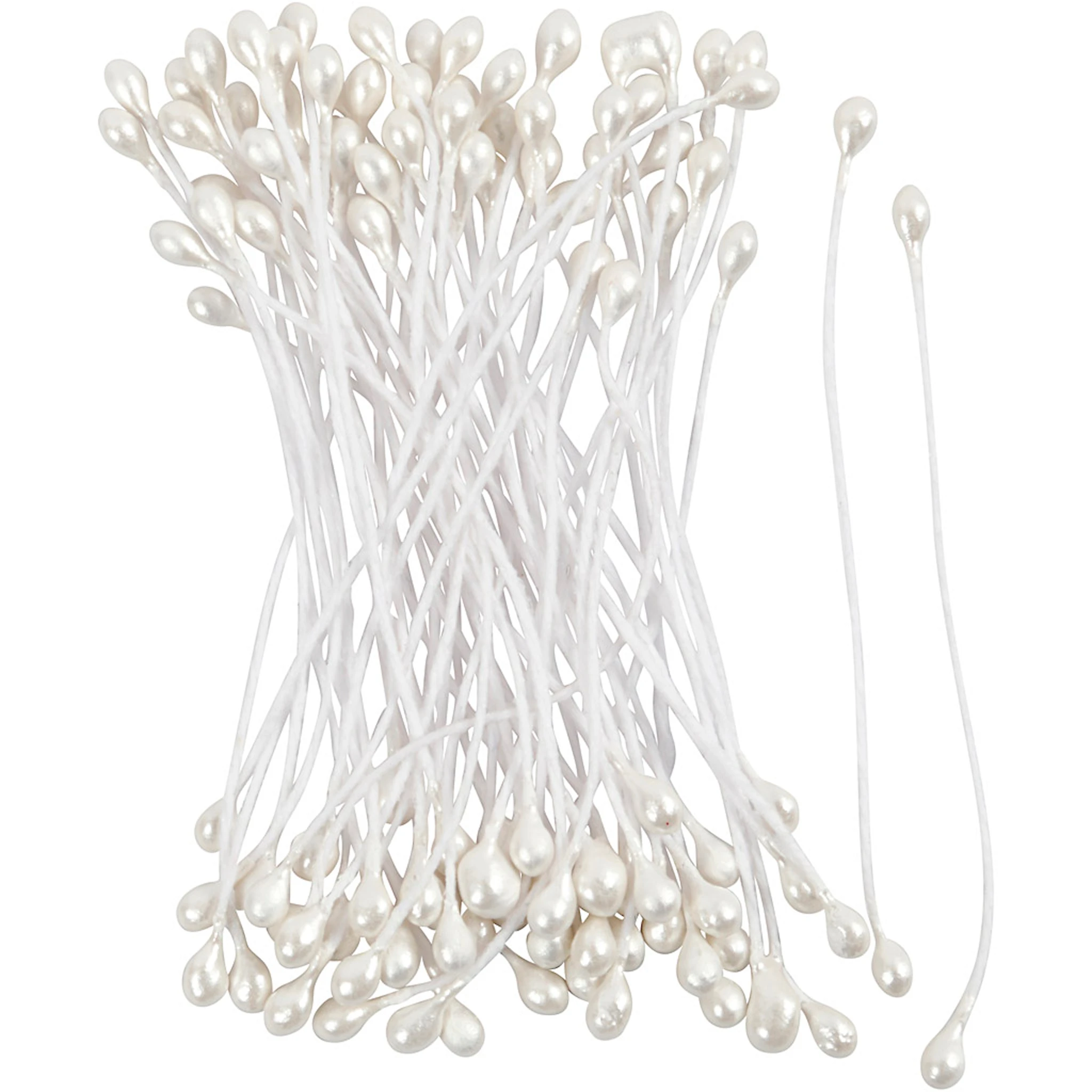 Produktbilde for Blomsterstøvbærere, L: 6,4 cm, dia. 2 mm, hvit perlemor, 100 stk./ 1 pk.