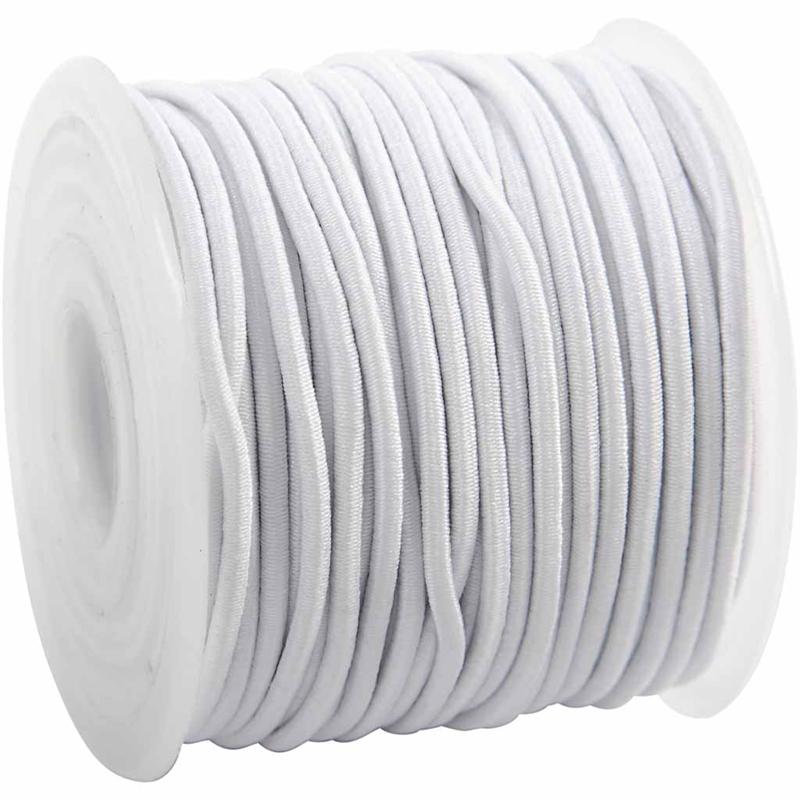 Snöre Elastisk 2 mm x 25 m Vit