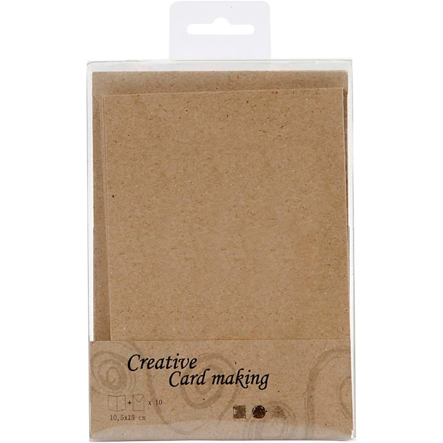 Produktbild 3 för Brevkort, kortstl. 10,5x15 cm, kuvertstl. 11,5x16,5 cm, natur, 10 set/ 1 förp.