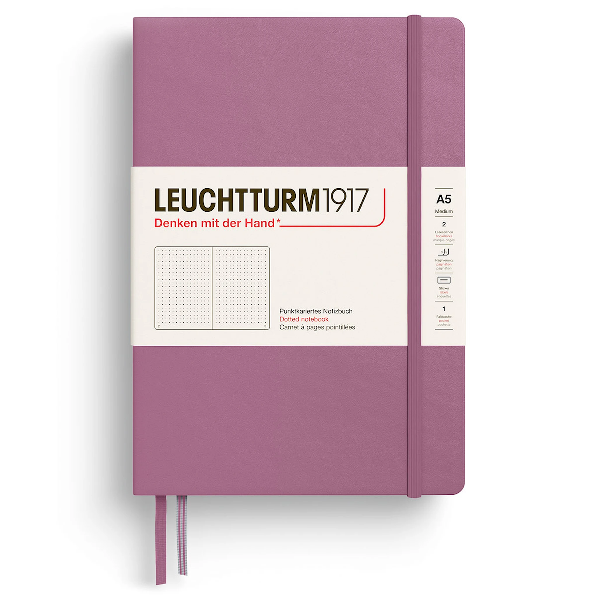 Produktbild för Anteckningsbok A5 Soft Prickad Dusty Rose Leuchtturm1917