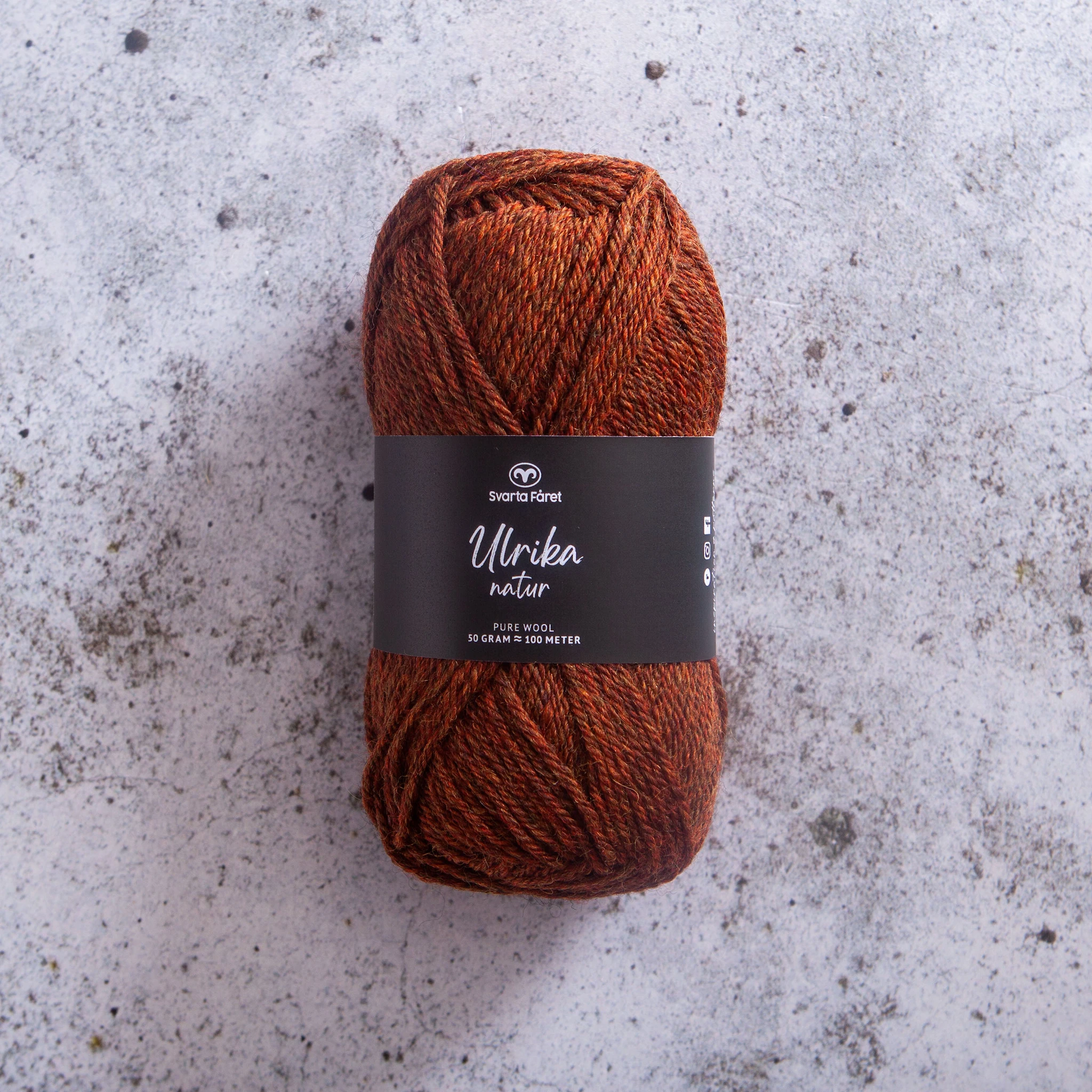 Produktbild för Ulrika Natur Ullgarn 50 g Chestnut Nature (06) Svarta Fåret