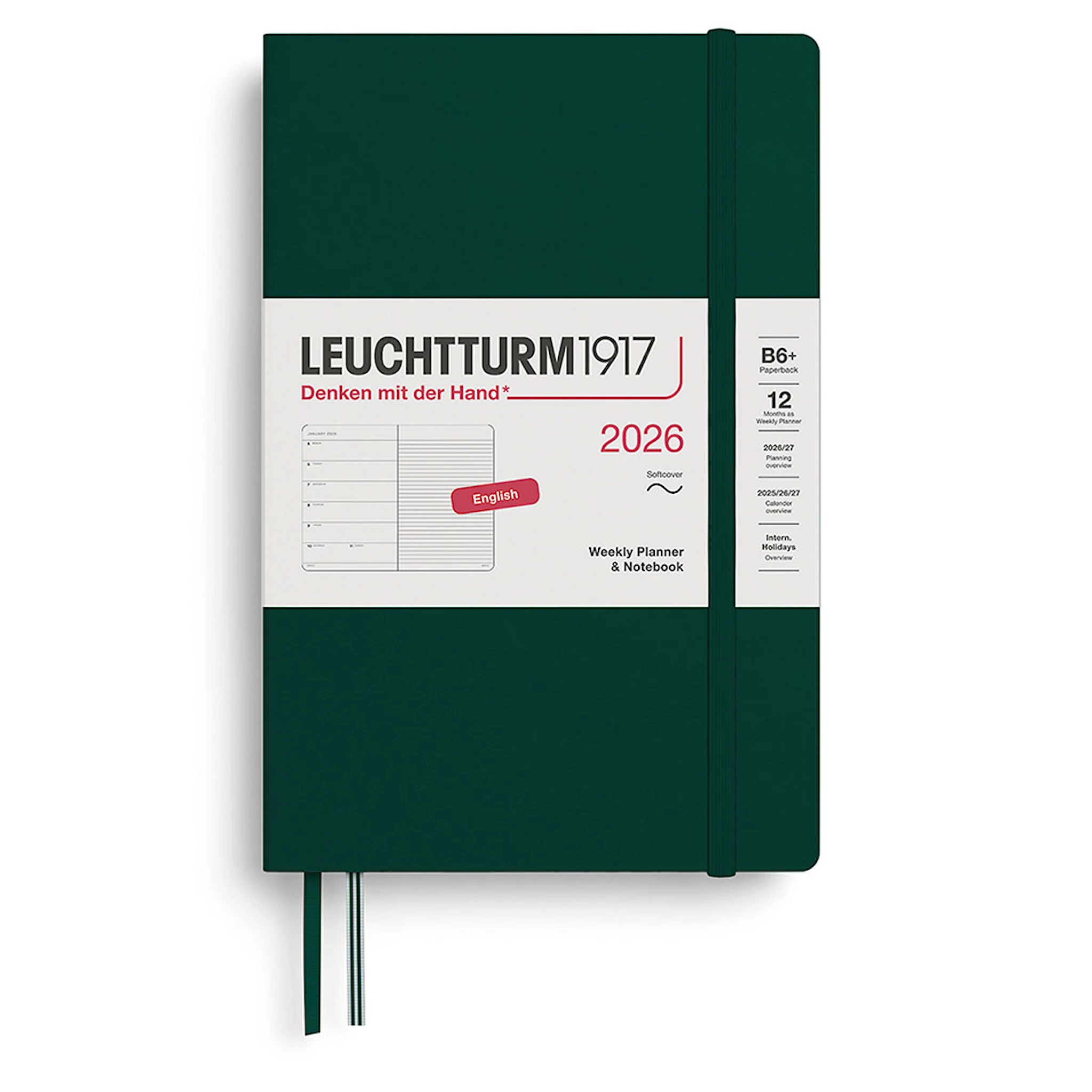 Tuotekuva ille Weekly Planner & Notebook 2026 B6 Soft Forest Green Leuchtturm1917