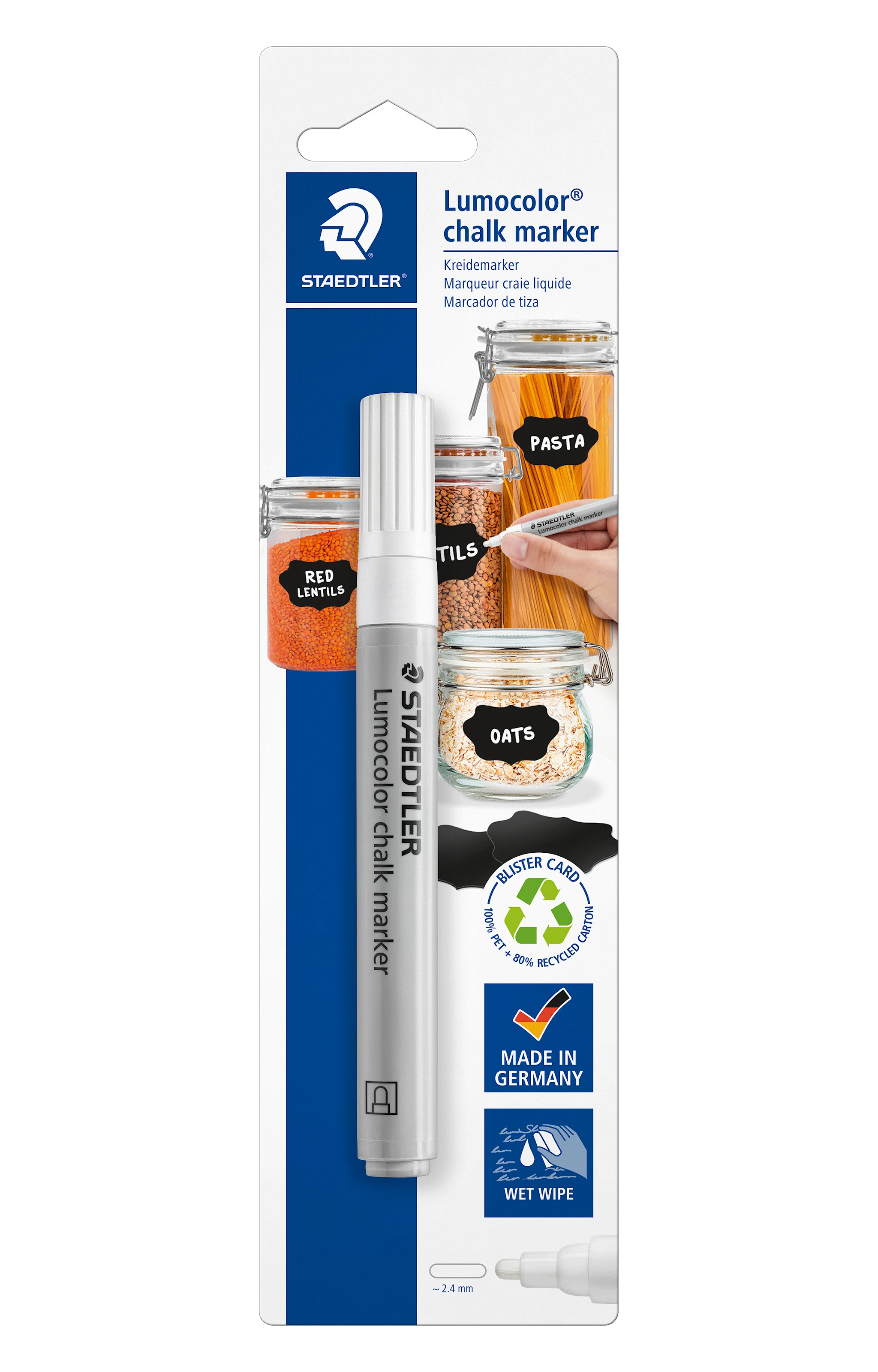 Produktbild för Chalk Marker Lumocolor 2,4 mm vit Staedtler