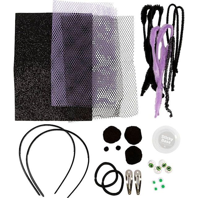 Tuotekuva 4 - Askartelusetti Mini Kummituspuku, Hiuspantoja, hiussolkia ja hiuslenkkejä, musta, lilac, purple, 1 pkk/ 1 pkt