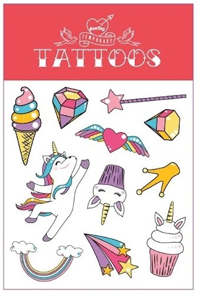 Tatuoinnit Yksisarvinen 4 erilaista arkkia