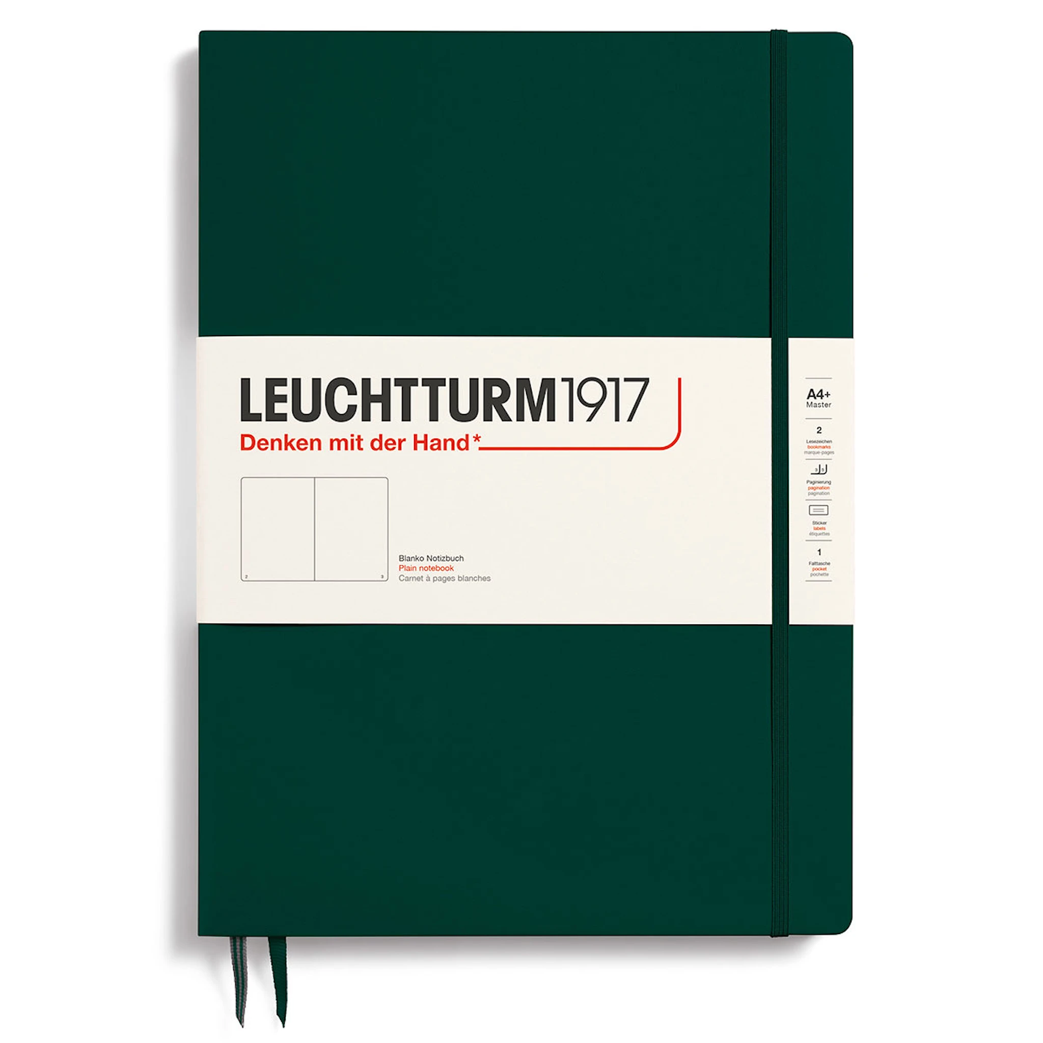 Tuotekuva ille Muistikirja A4+ Slim Viivaton Metsänvihreä Leuchtturm1917