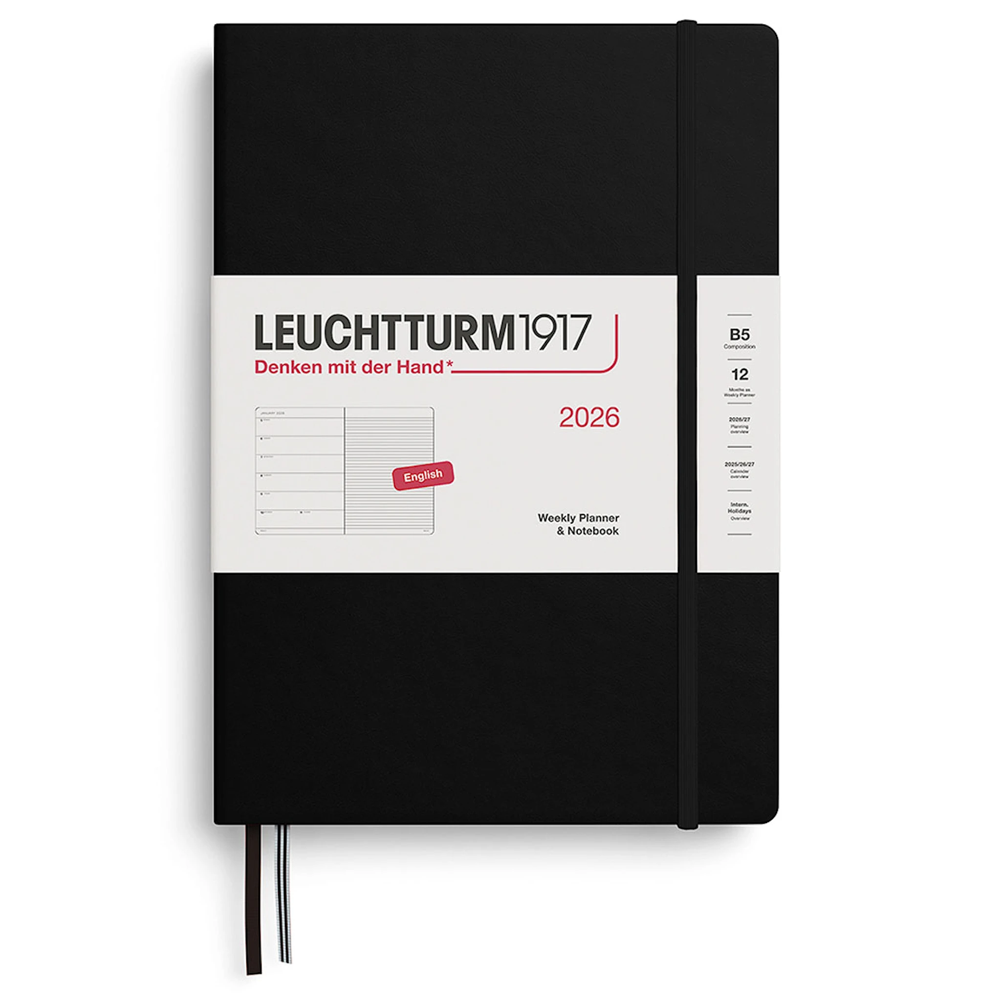 Tuotekuva ille Weekly Planner & Notebook 2026 B5 Black Leuchtturm1917