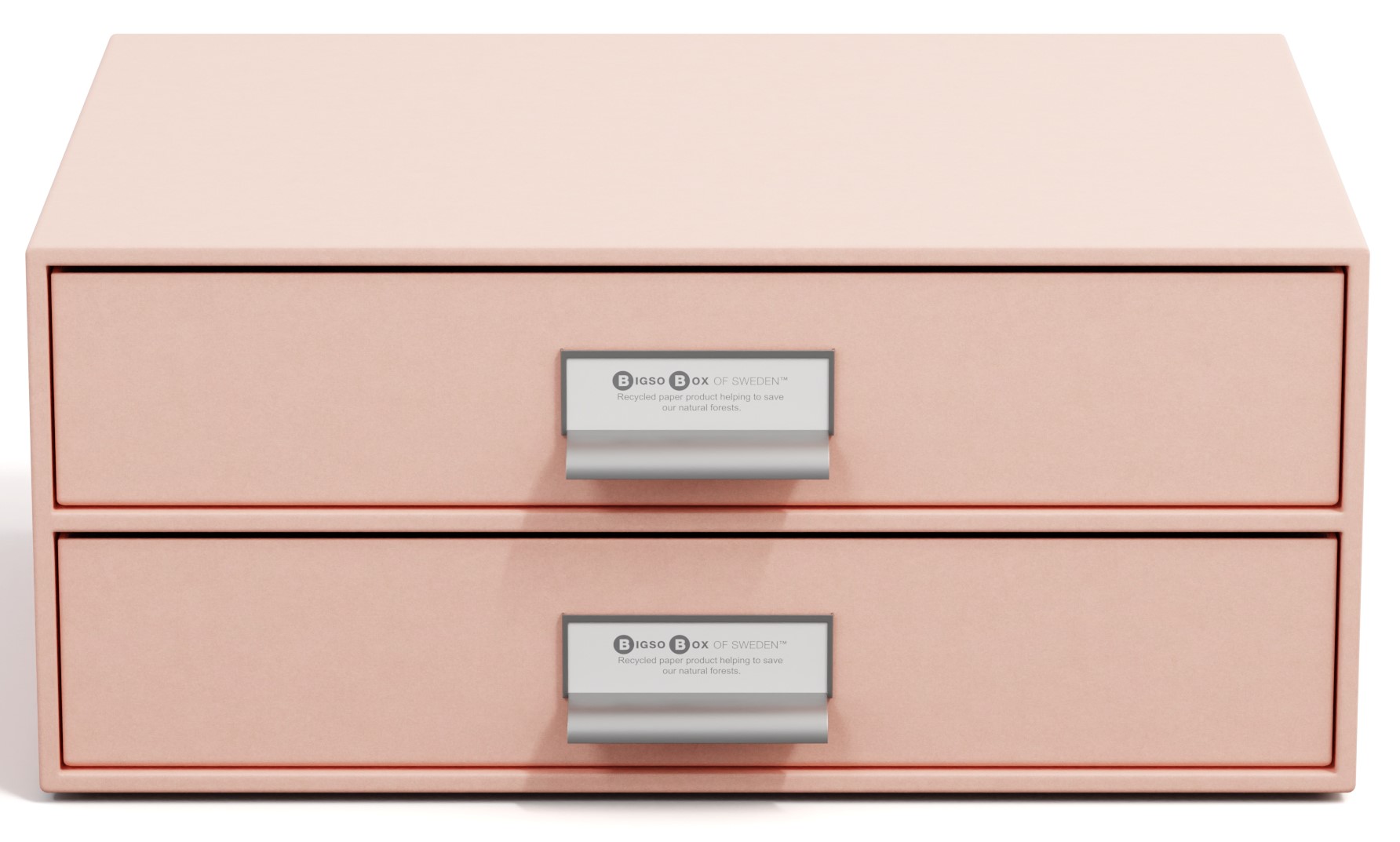 Skrivbordsbyrå med 2 lådor håller A4 Dusty Pink Bigso Box of Sweden