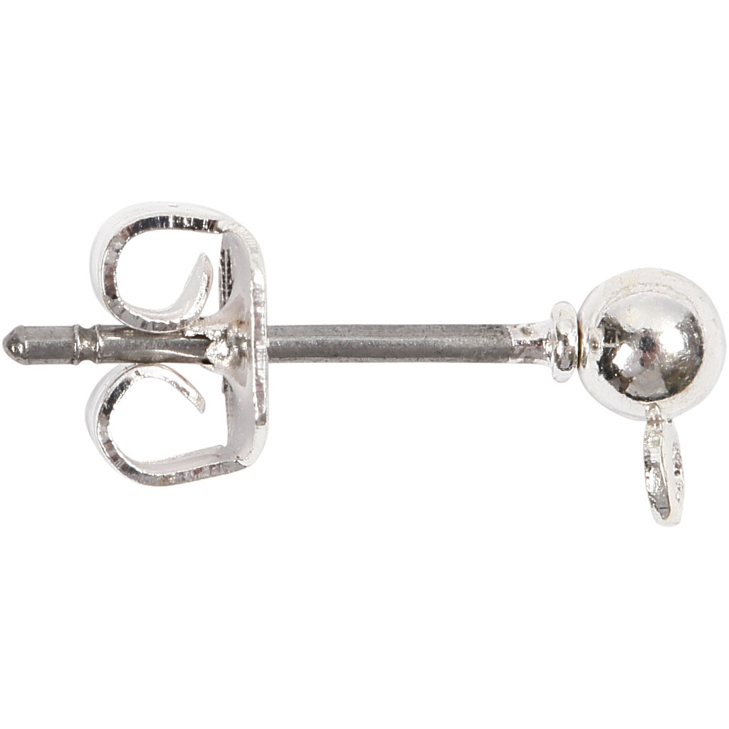 Korvanappi, 13 mm, 10 kpl, hopeanväriset