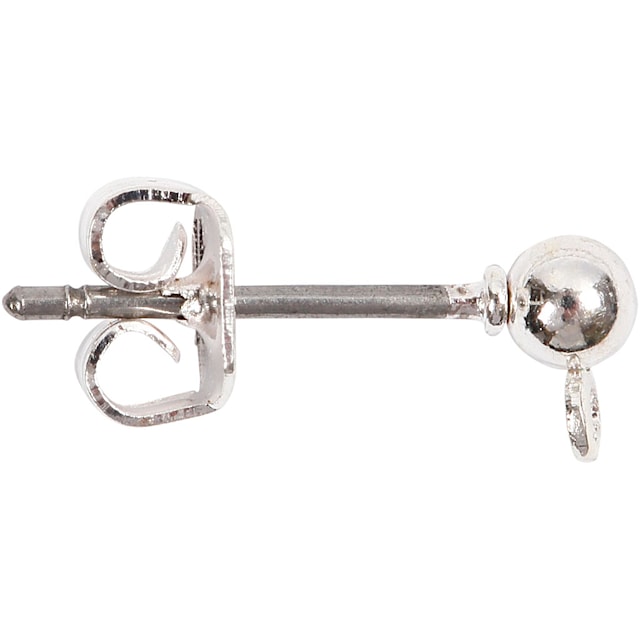 Tuotekuva 1 - Korvanappi, 13 mm, 10 kpl, hopeanväriset