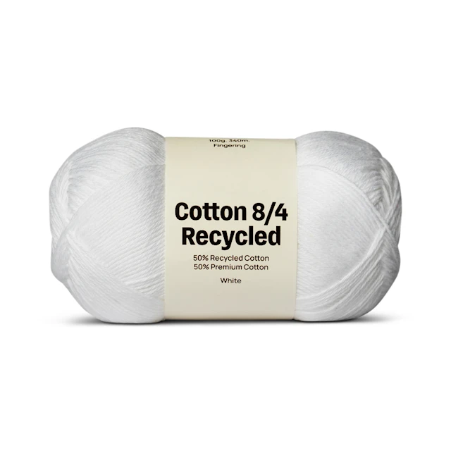Cotton 8/4 Garn 100 g Recycled White A027 Adlibris