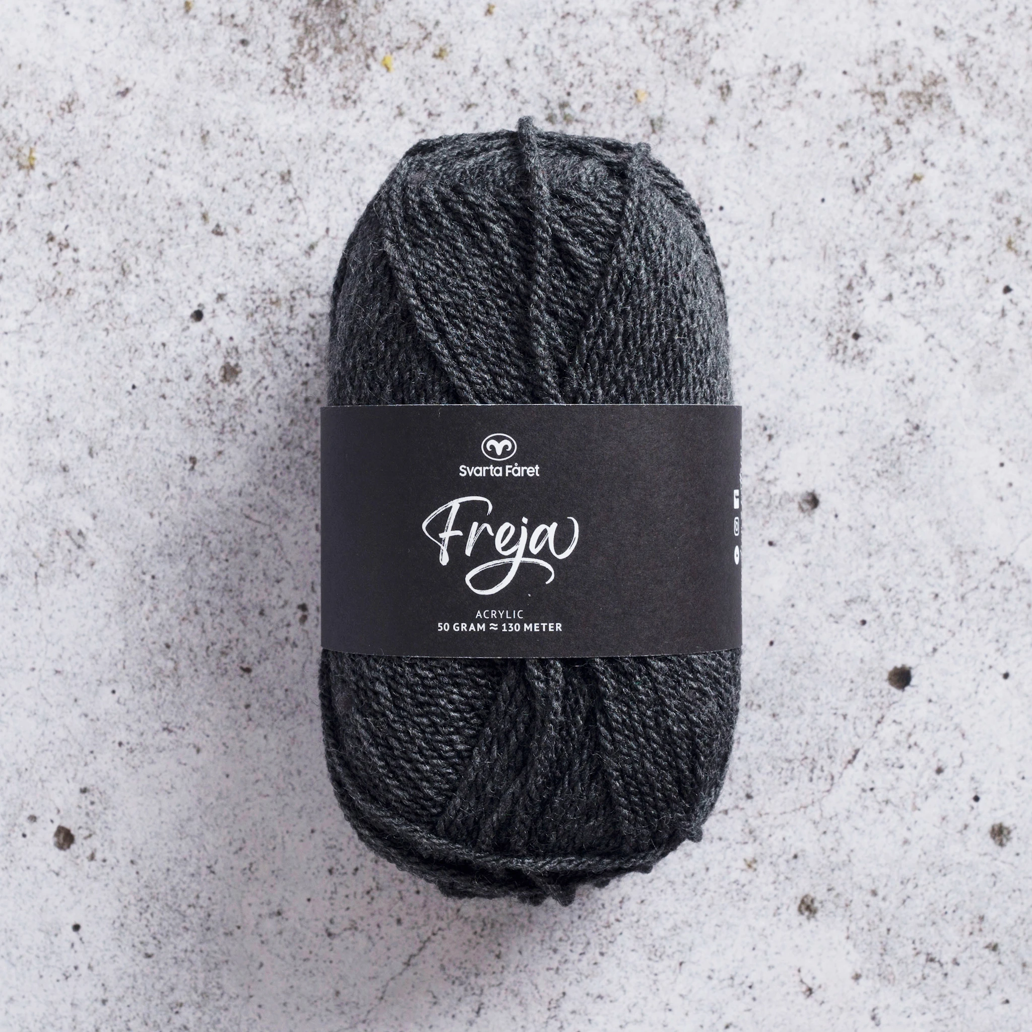 Produktbild för Freja Garn Akryl 50 g mörkgrå melange 09 Svarta Fåret