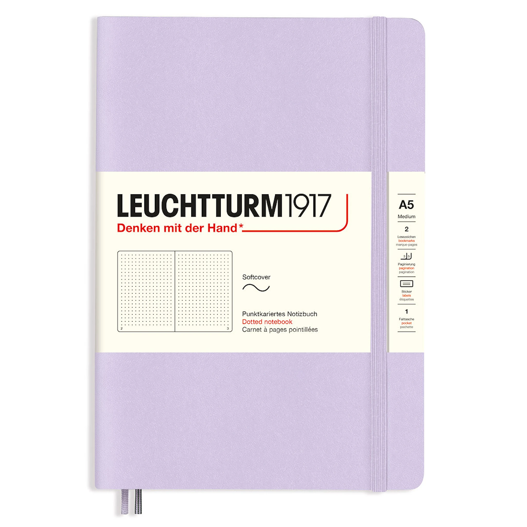 Produktbild för Anteckningsbok A5 Soft Prickad Lilac Leuchtturm1917