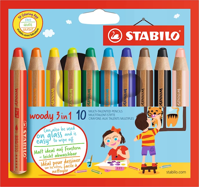 Färgpenna Woody 3-i-1 10-pack STABILO