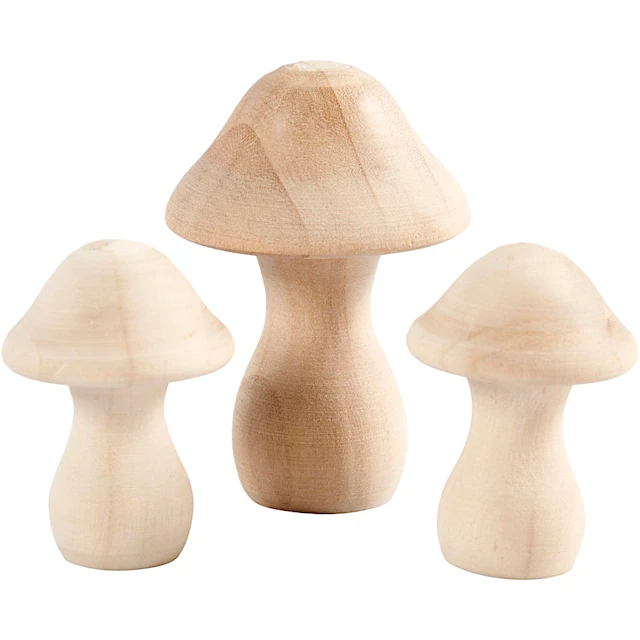 Svampar i trä olika storlekar 3-pack Creativ Company