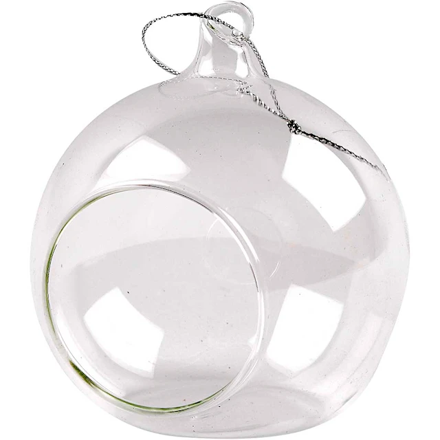 Aukollinen lasipallo, halk. 8 cm, 6 kpl/ 1 pkt