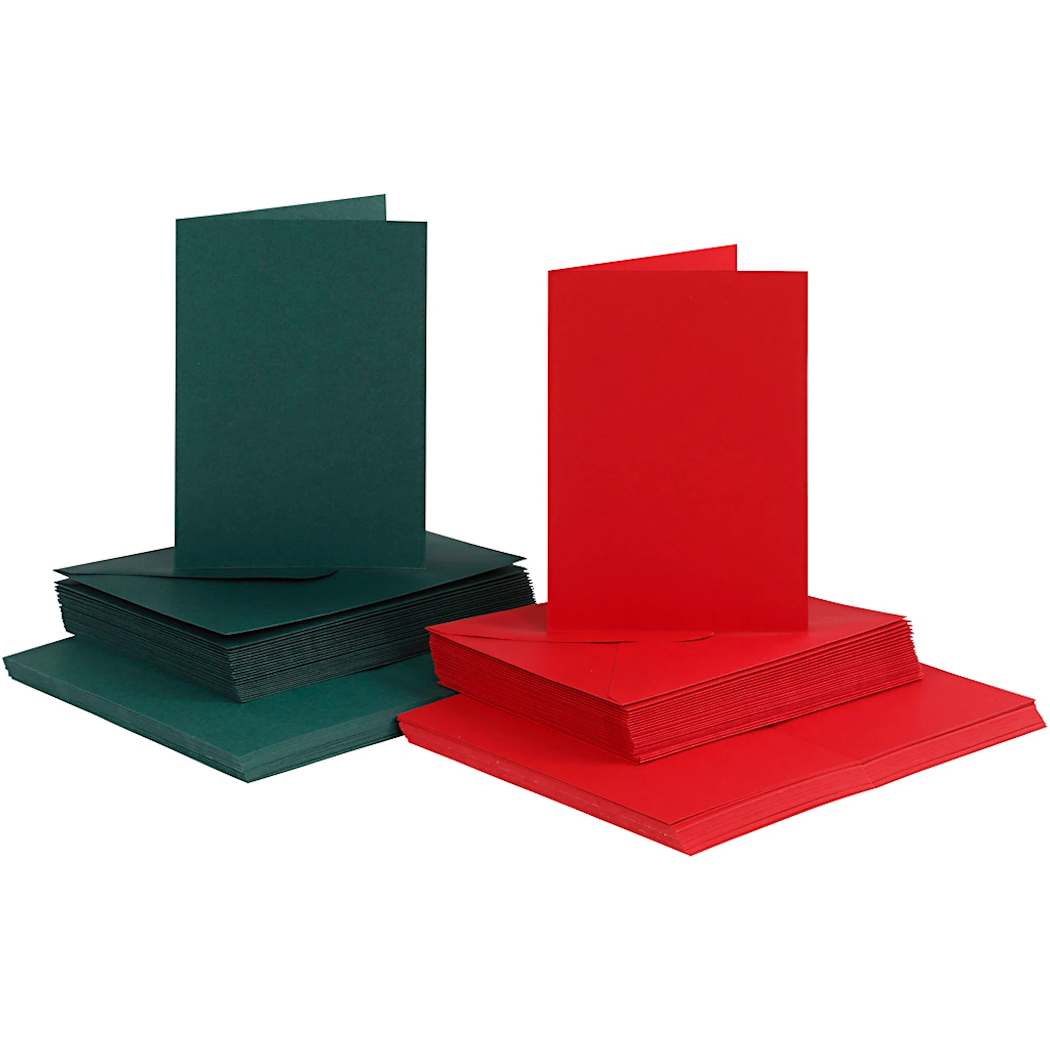 Produktbild för Kort och Kuvert Grön & Röd 10,5 x 15 cm 50-pack