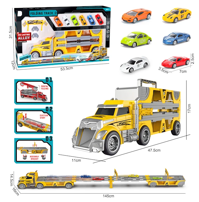 Kuorma-auto Die-Cast 50 cm ja 6 Autoa Suntoy