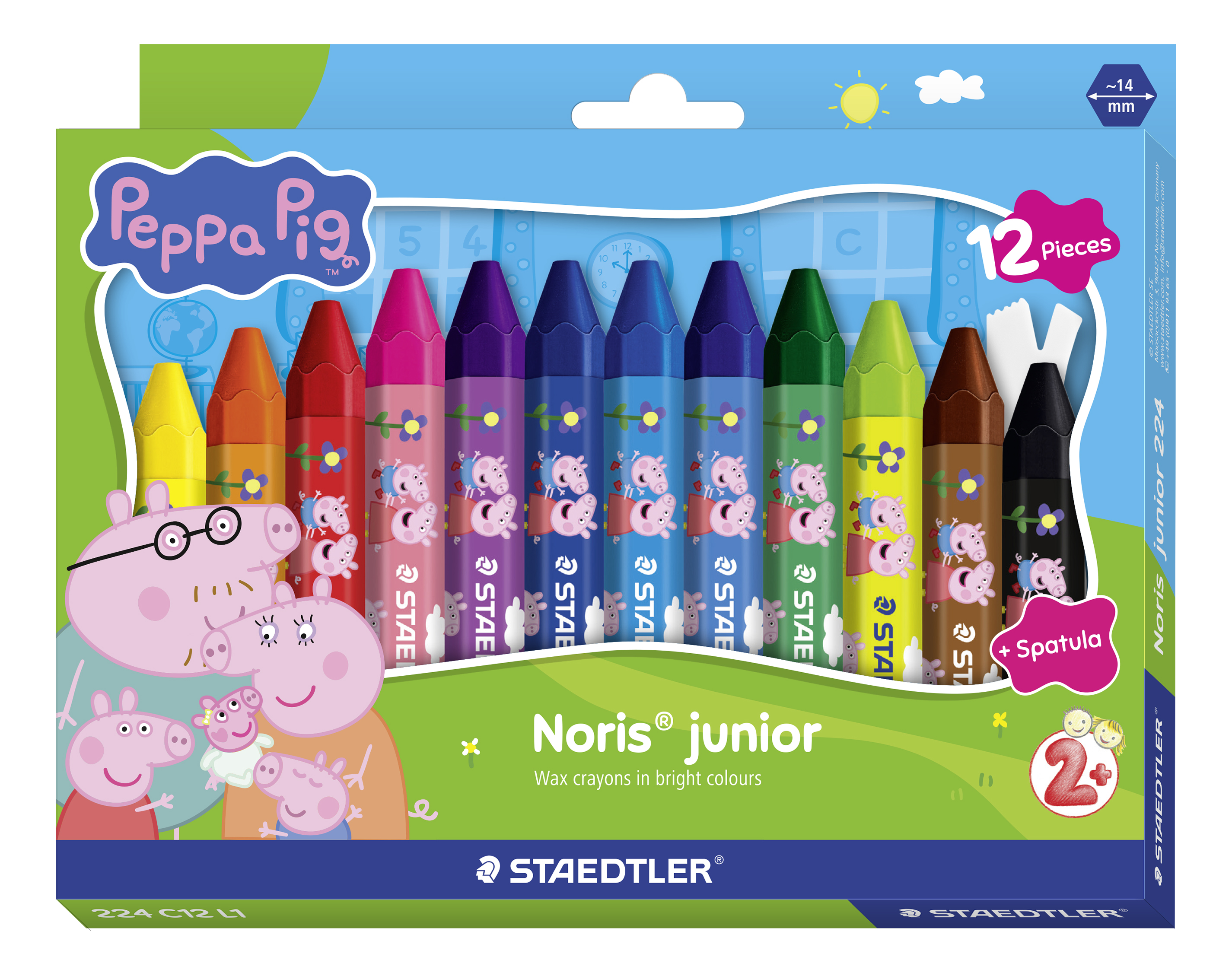 Greta Gris Vaxkritor 12 Blandade Färger Staedtler