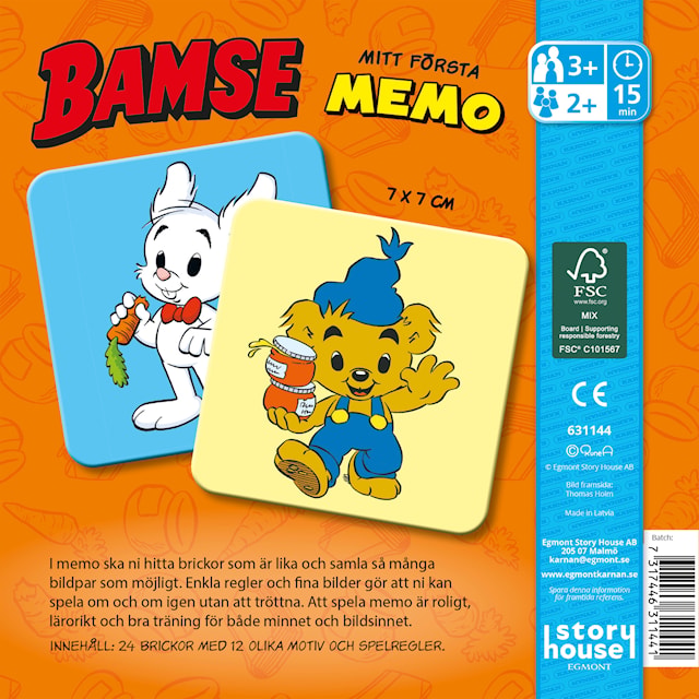 Produktbilde 2 for Mitt første Memo Bamse Kärnan