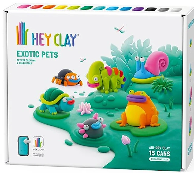 Muovailu Eksoottiset Eläimet ilmakuivaava 15-pakkaus Hey Clay