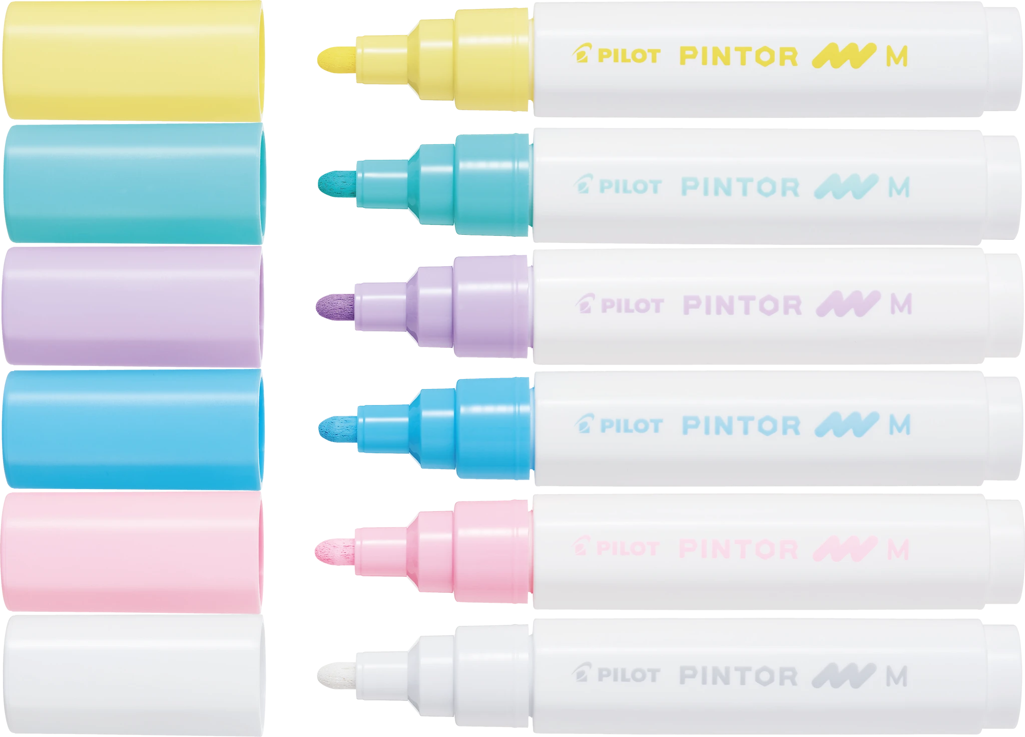 Tuotekuva ille Pintor - Set Pastel Mix -x6- Medium - Sininen Keltainen Violetti Vihreä Pinkki Valkoinen Pilot