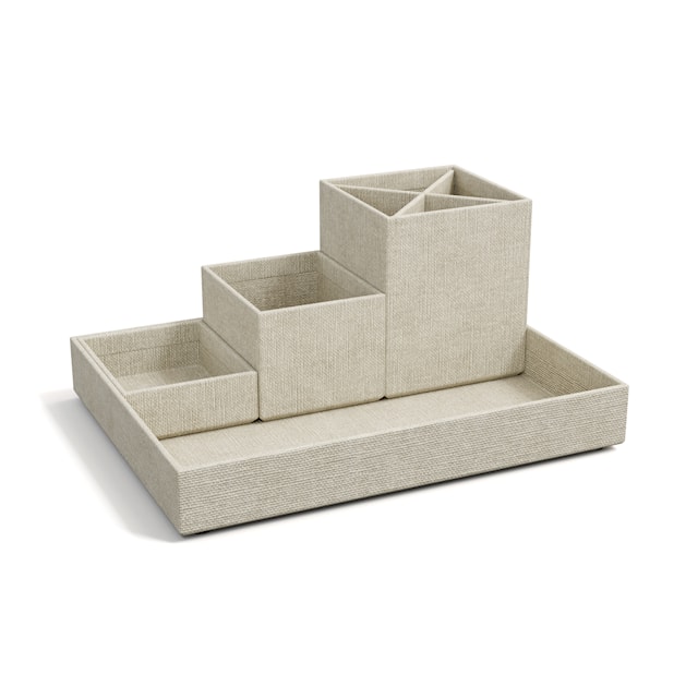Produktbild 4 för Skrivbordsförvaring 4 delar Linen Bigso Box of Sweden