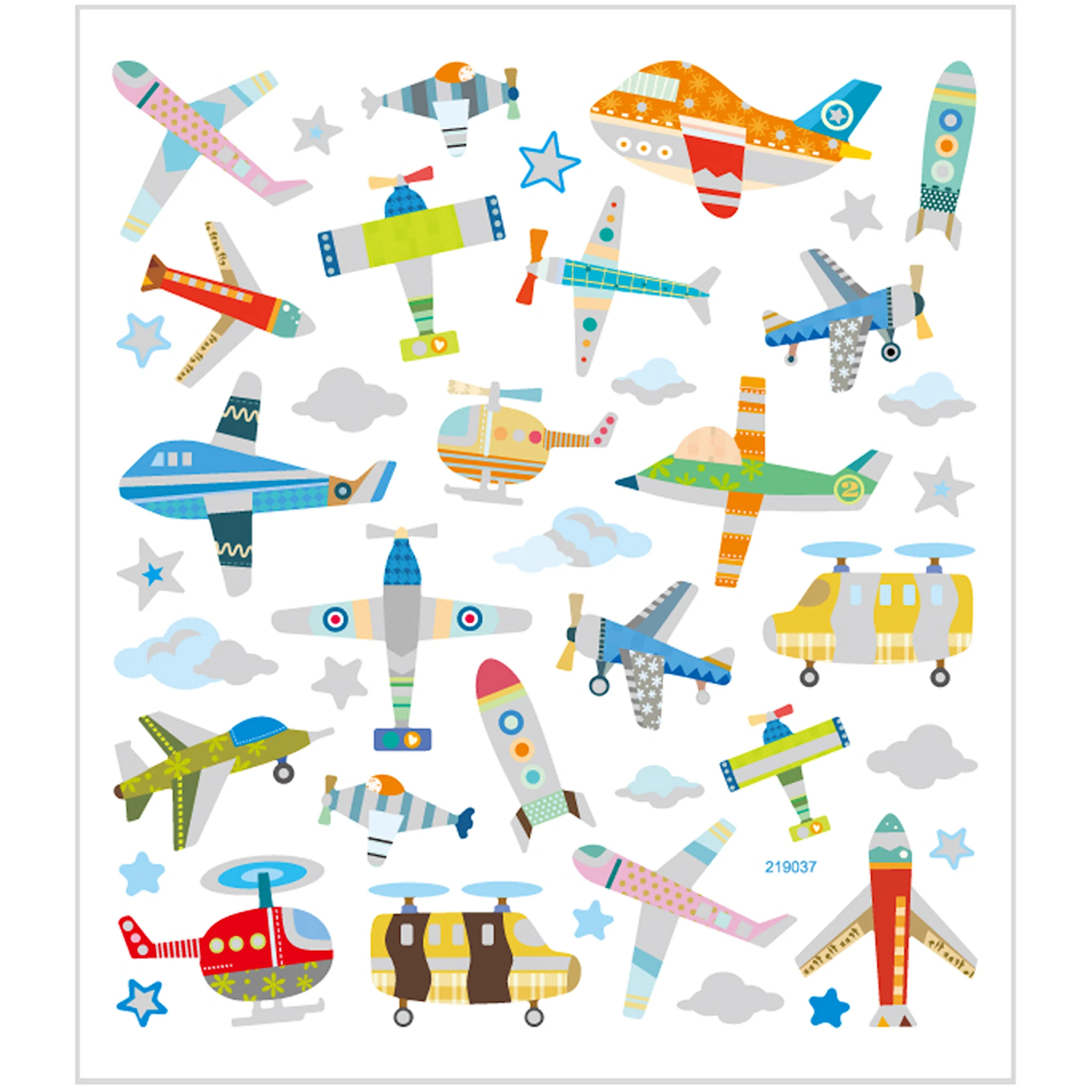 Produktbilde for Klistremerker, fly og helikopter, ark 15x16,5 cm, ca. 42 stk., 1 ark