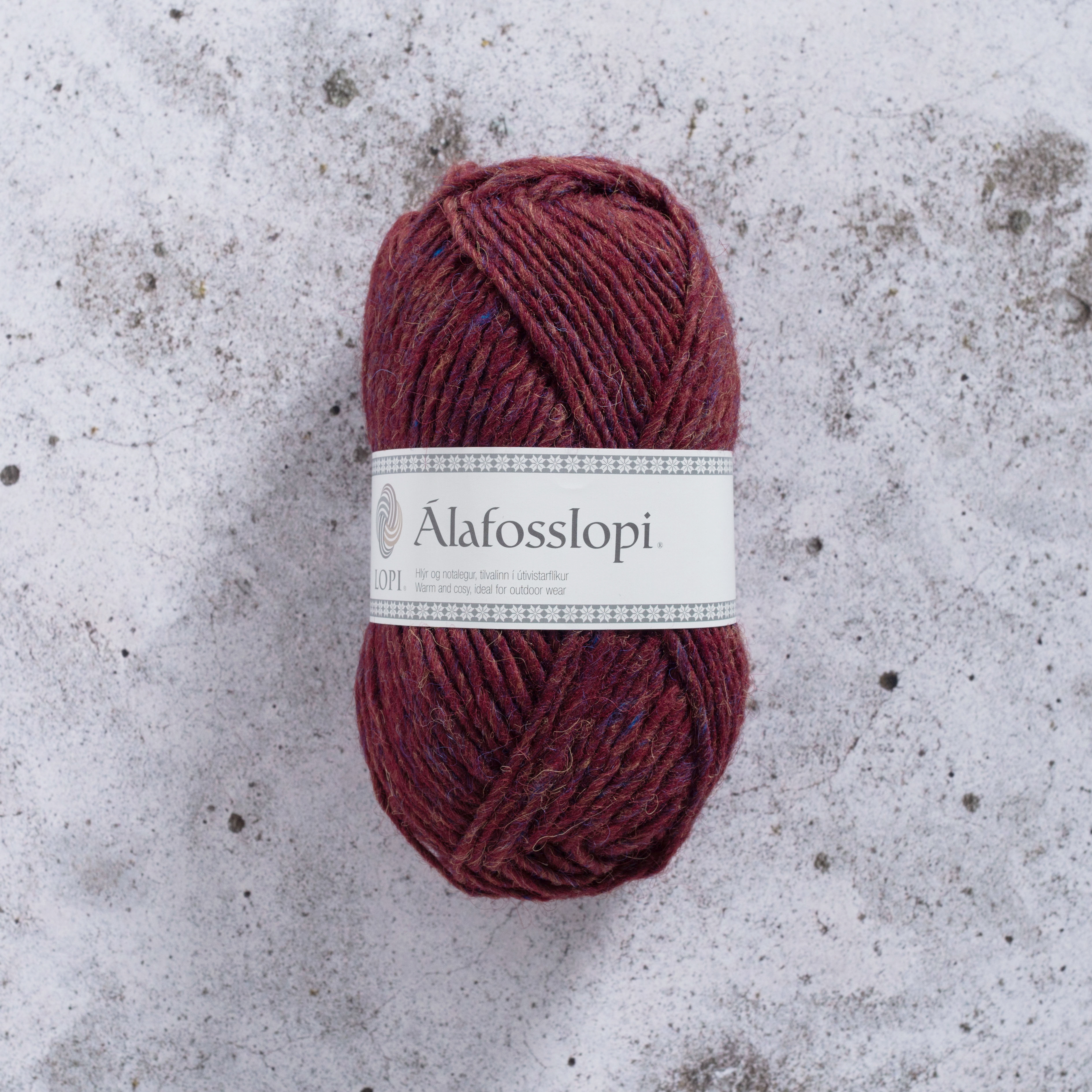Álafosslopi Garn Ull 100 g Vinröd melange Istex (9962)