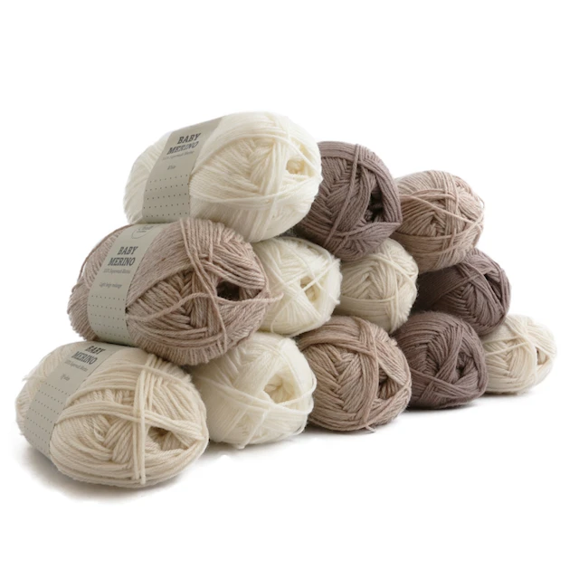 12-pack Baby Merinoull Garn 50 g White & Beige Adlibris