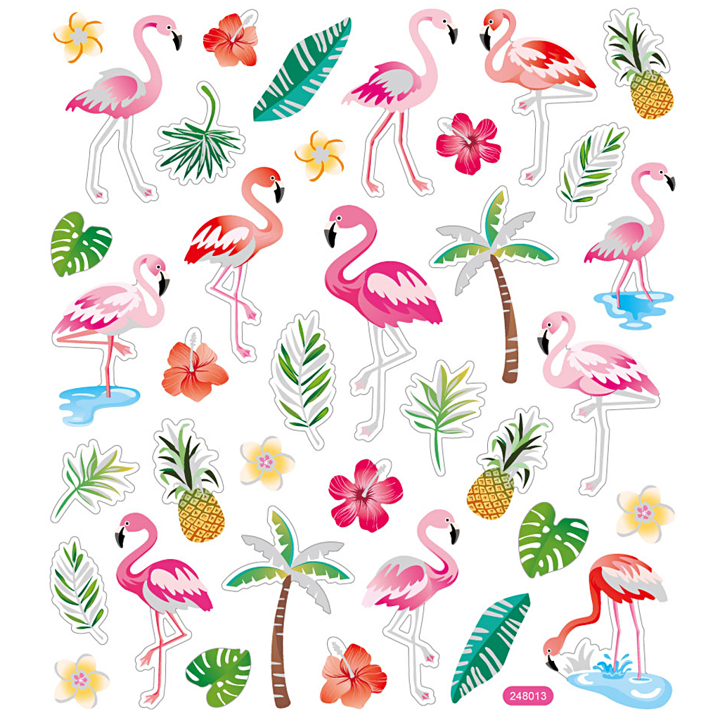 Stickers Flamingo 15x16,5 cm 1 ark