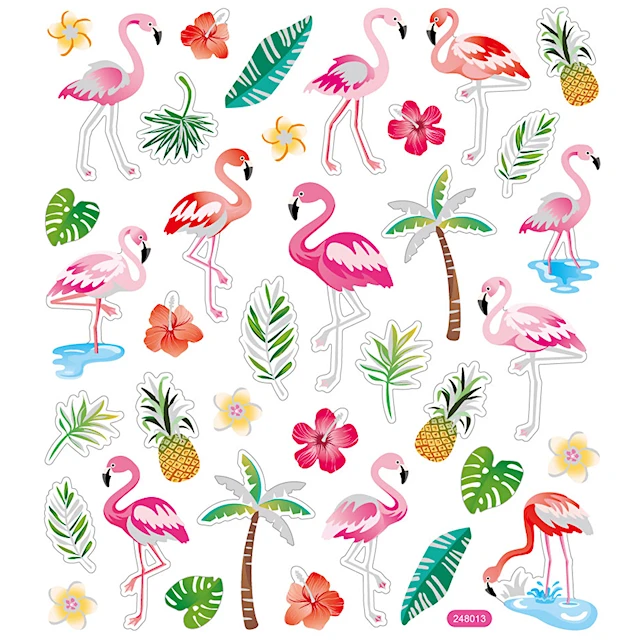 Tarrat, flamingot, arkki 15x16,5 cm, ca. 37 kpl, 1 ark