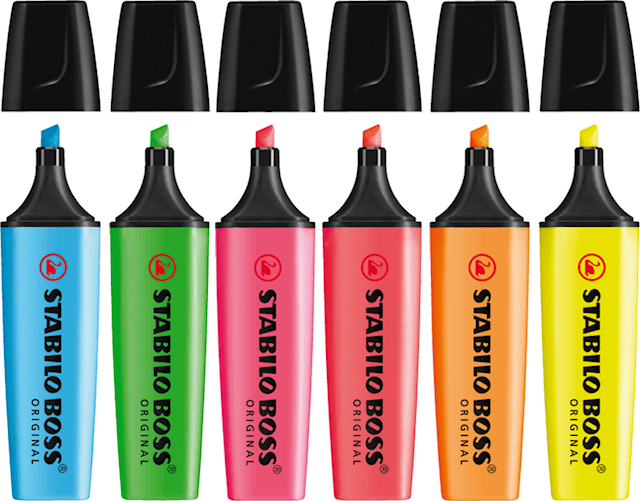 Produktbild 1 för Överstrykningspenna Orginal 6-Pack STABILO BOSS