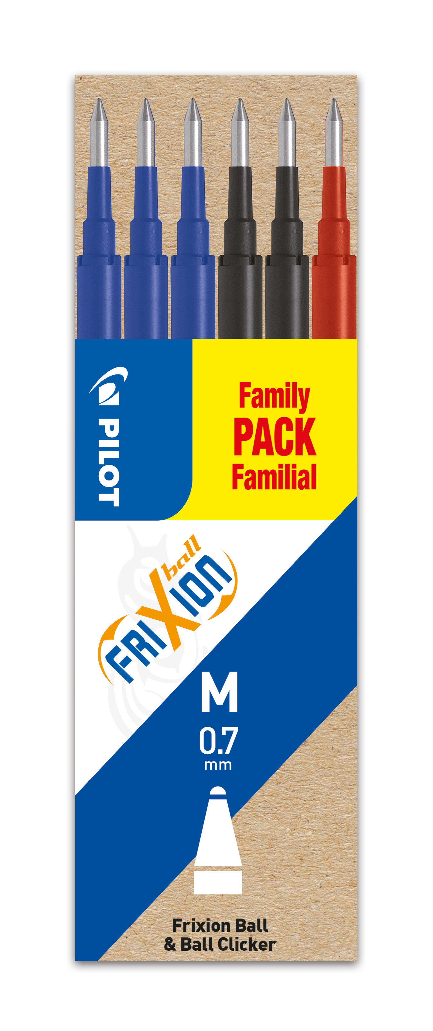 Refill Frixion 0,7 Bl&aring;/Svart/R&ouml;d 6-p, Pilot