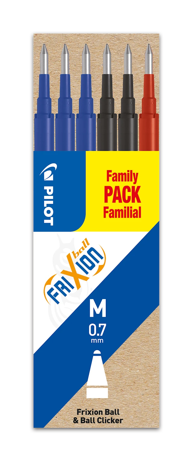 Refill Frixion 0,7 Blå/Svart/Röd 6-p, Pilot