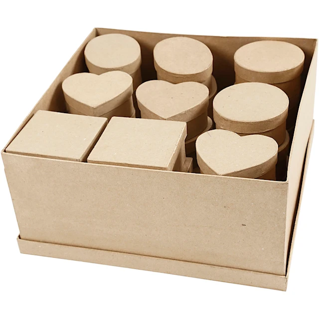 Askar olika former naturfärgade 28-pack
