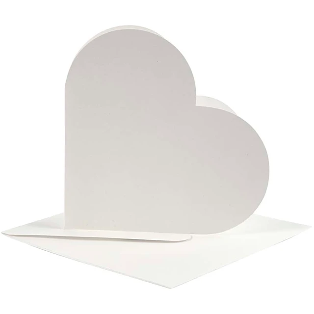 Vykort Hjärtformat Råvit 12,5x12,5 cm med kuvert 10-pack