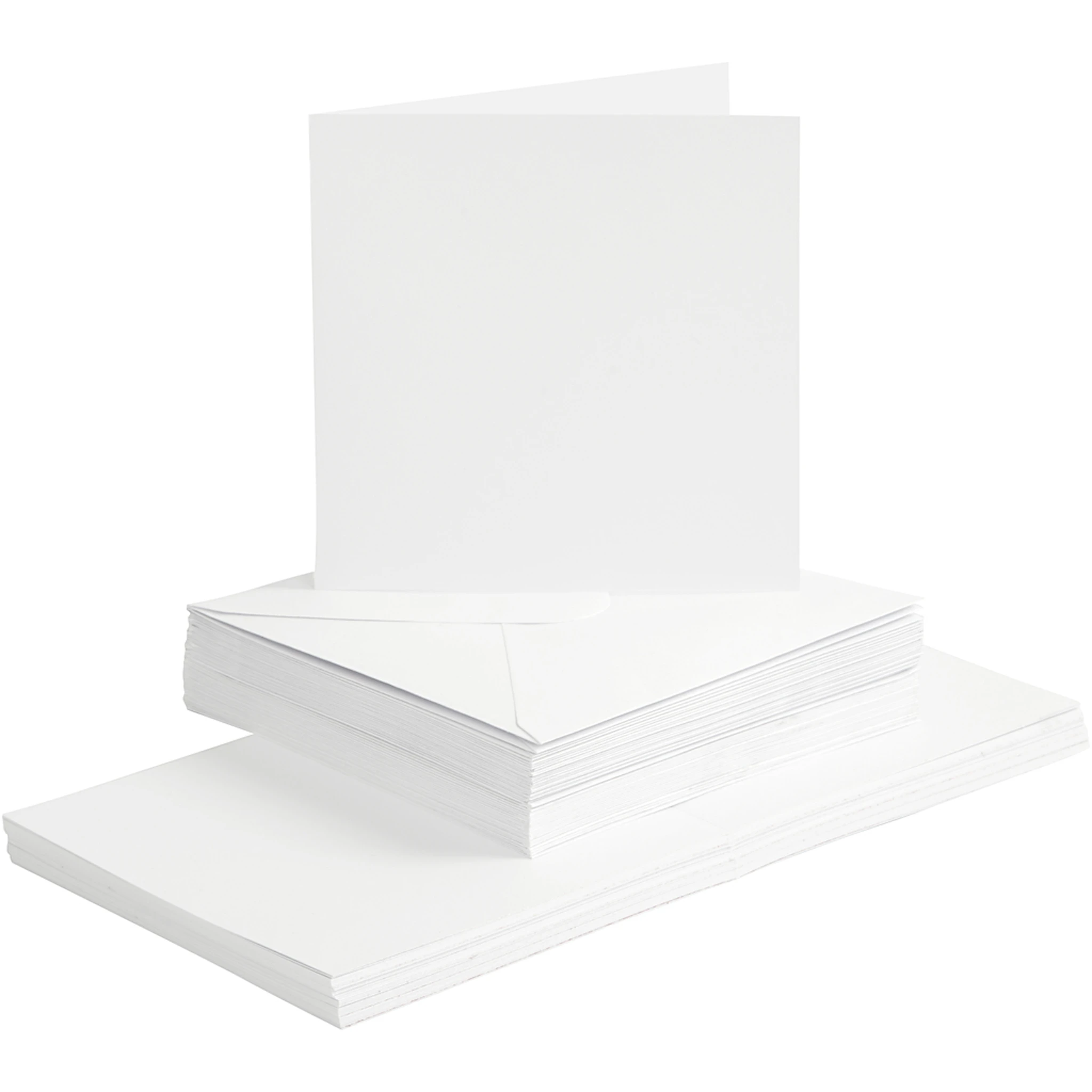 Produktbilde for Kort og konvolutter, kort str. 15x15 cm, konvolutt str. 16x16 cm, 120+240 g, hvit, 50 sett/ 1 pk.