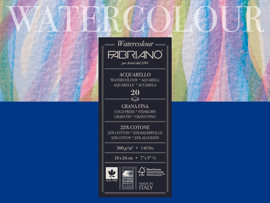 Akvarellblock Fin Gräng 18 x 24 cm 300g Fabriano